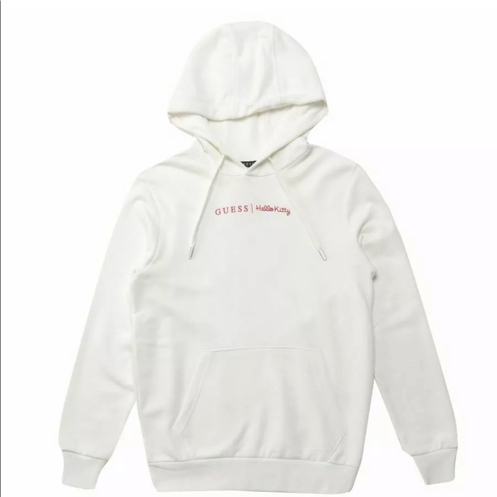 NWOT RARE Hello Kitty GUESS Pattern Logo Hoodie Medium